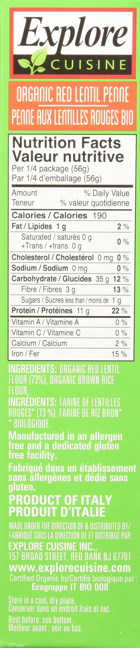 EXPLORE CUISINE Explore Cuisine Organic Red Lentil Penne Pasta, Non GMO, 8 Ounces (Pack Of 6)