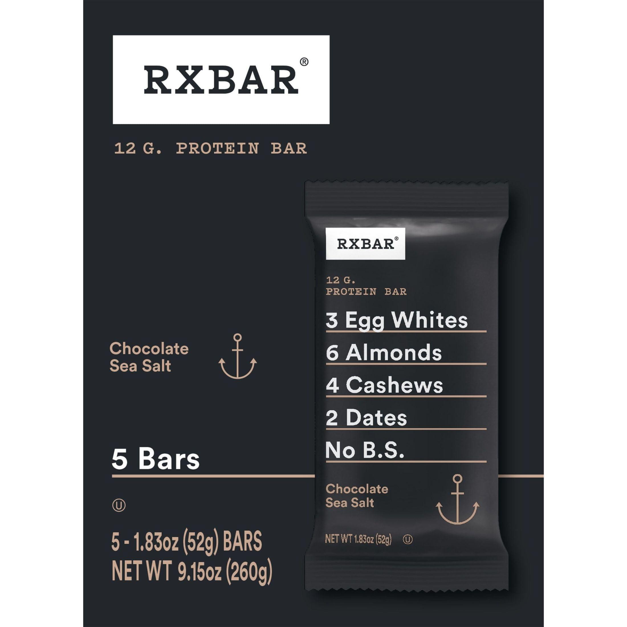 RXBAR RXBAR Protein Bars, 12g Protein, Gluten Free Snacks, Chocolate Sea Salt (6 Boxes, 30 Bars)