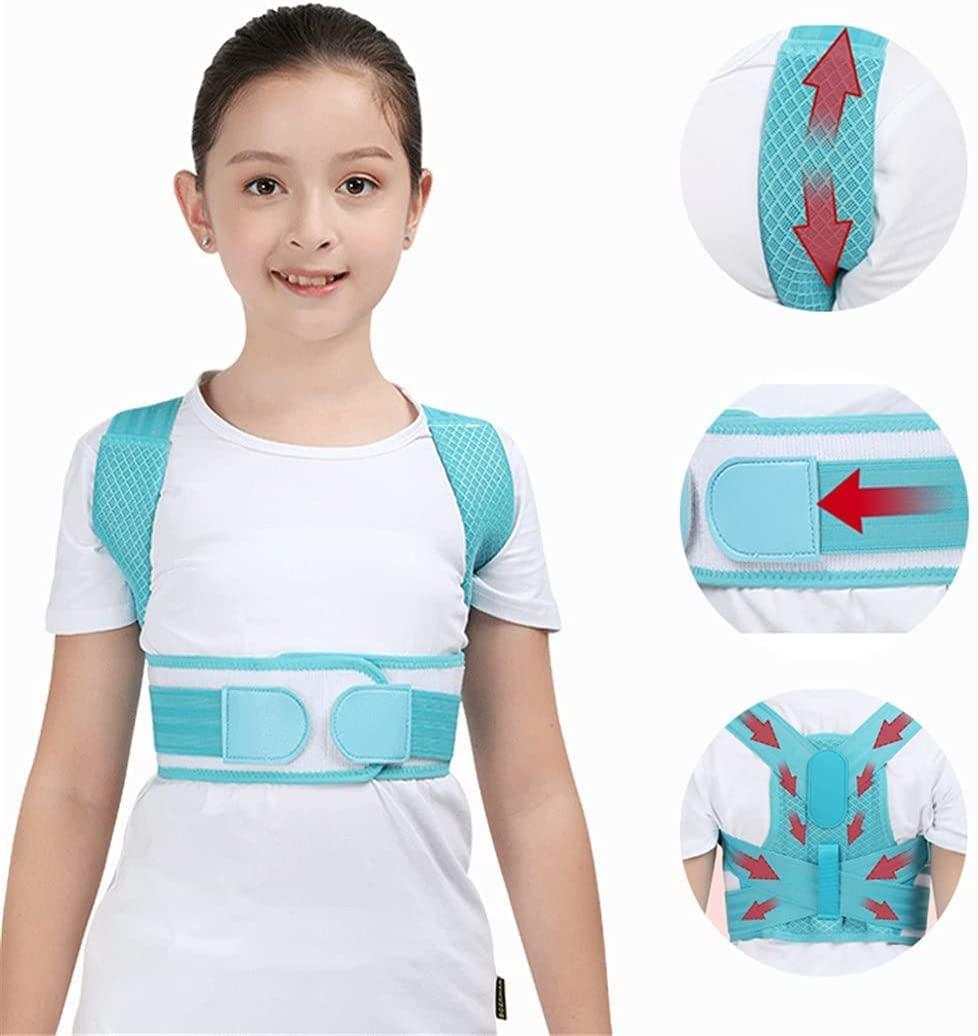 SJHY Posture Corrector Adjustable Kids Back Brace Children Upper Back Support Belt Orthopedic Corset Spine Lumbar Brace, Prevent Humpback Back Posture (Color : Blue, Size : Large)