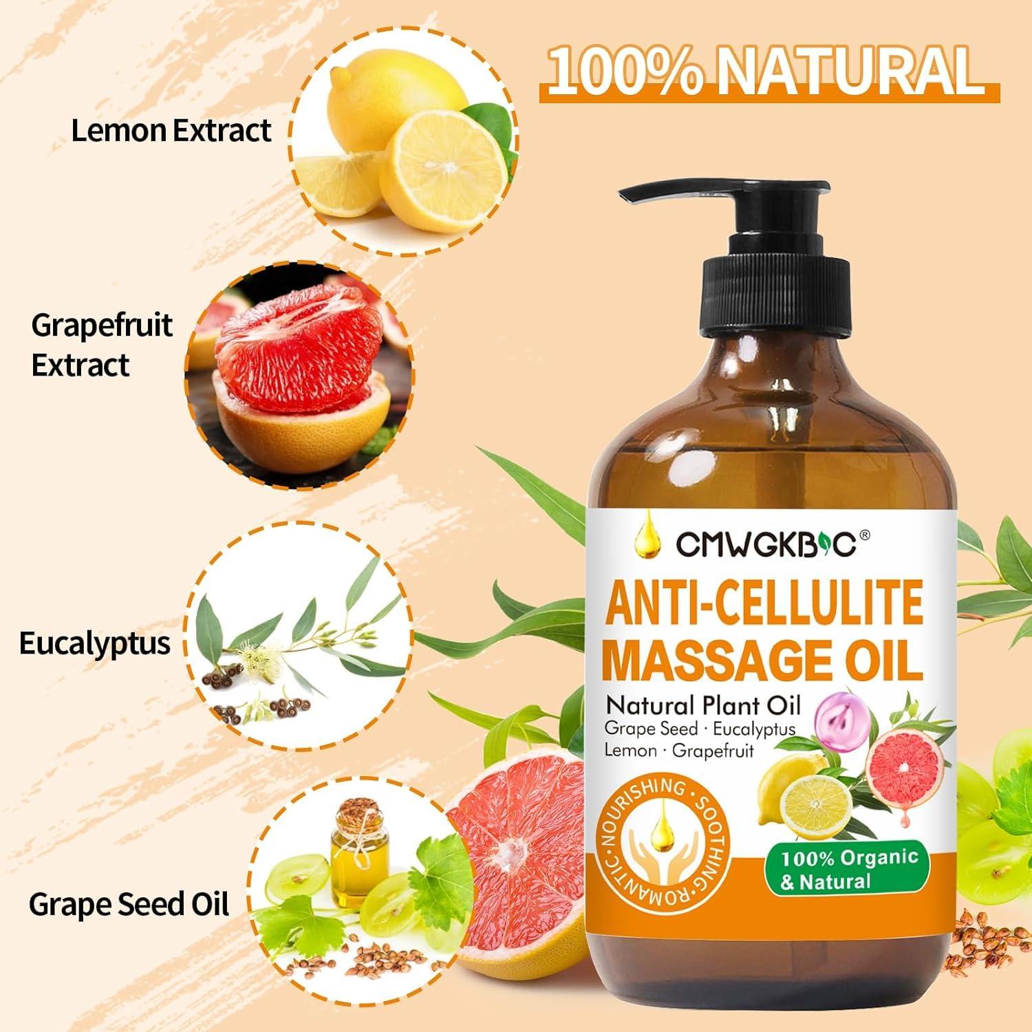 CMWGKBC Anti Cellulite Oil Massage Oil for Massage Therapy,Body Oil for Skin Tightening & Cellulite Remover in Thighs and Butt,Cellulite Treatment Massage Oil,Assists with Firming,Toning & Moisturizes Skin