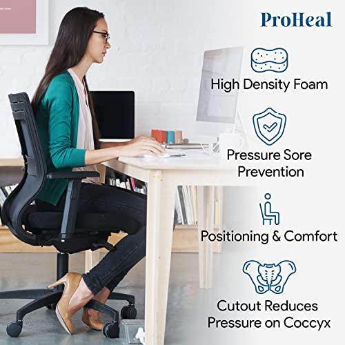 ProHeal Coccyx Foam Wheelchair Cushion 20" x 16" x 4" - Offers Lower Back Support - Relief for Pressure Sores and Pain - High Density, High Resilient Foam - 1 Year Warranty