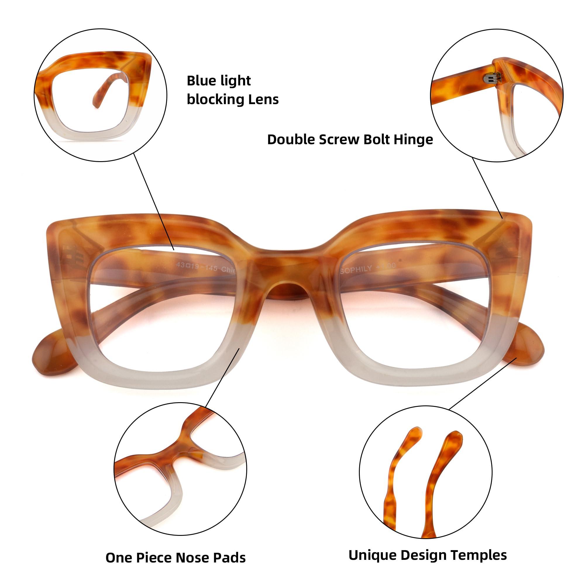 SOPHILY SOPHILY 3 Pack Bifocal Reading Glasses for Women Men, Clear Top Bi-focal Womens Readers Trendy Thick Frame +2.5