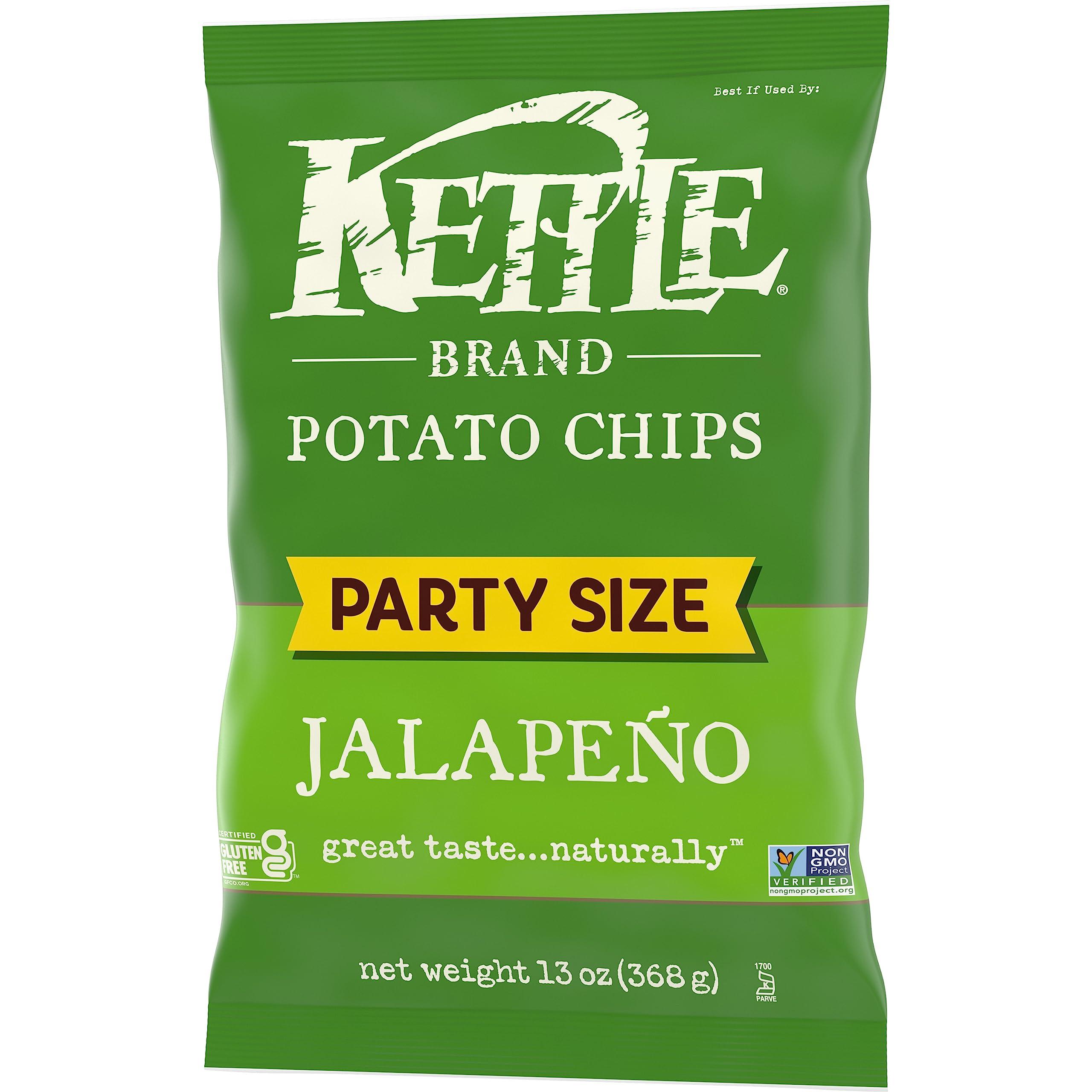 Kettle Brand Kettle Brand Potato Chips, Jalapeno Kettle Chips, Party Size, 13 Oz (Pack of 3)