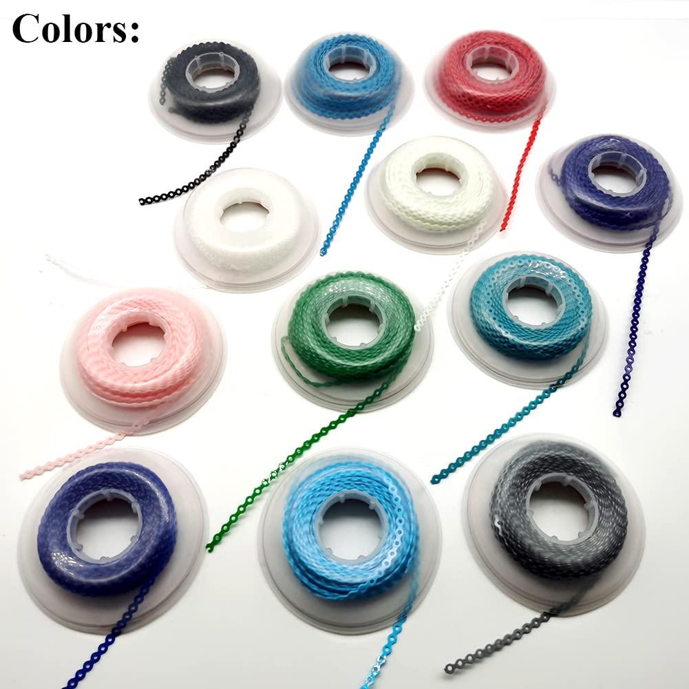 SNAWOP SNAWOP Dental Orthodontic Power Chain Multicolor Spool Elastic Rubber Bands for Teeth Braces (Short, Light Blue)