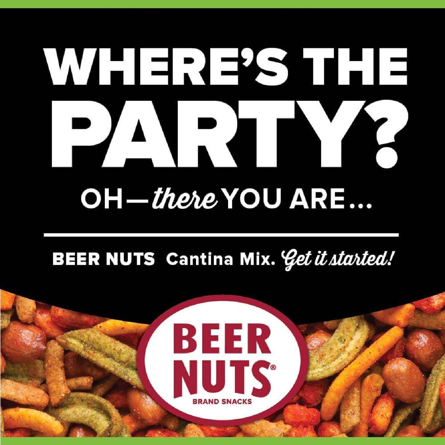 BEER NUTS BEER NUTS Cantina Mix with Twang, Twang Seasoned Peanuts, Chili Lime Insane Grain, Guacamole & Habanero Sticks, Resealable Jar (12oz)