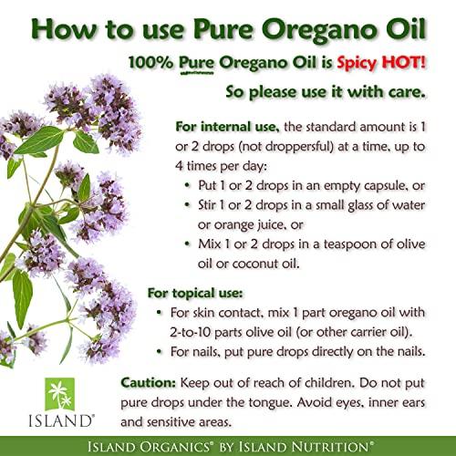 Island Nutrition Island Nutrition, Oregano Oil Organic Liquid Drops - 100% Pure & Undiluted - USDA-Certified Organic (1 oz) 75% Carvacrol - Grown in Spain - Immune Support Supplement with Oil of Oregano.