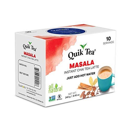 Quik Tea QuikTea Chai Tea Latte 4 Flavor Variety Pack, Cardamom/Masala/Ginger/Lemongrass, 34 Oz