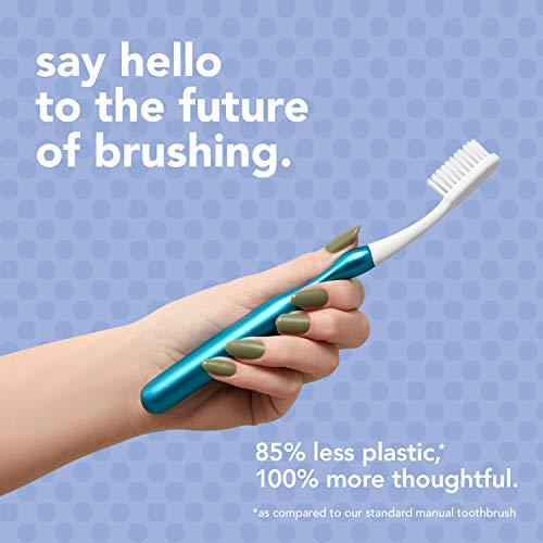 hello hello Manual Adult Blue Toothbrush Replacement Head Refills, Soft Tapered Bristles, BPA Free, 2 count, 4 Toothbrush Refill Heads