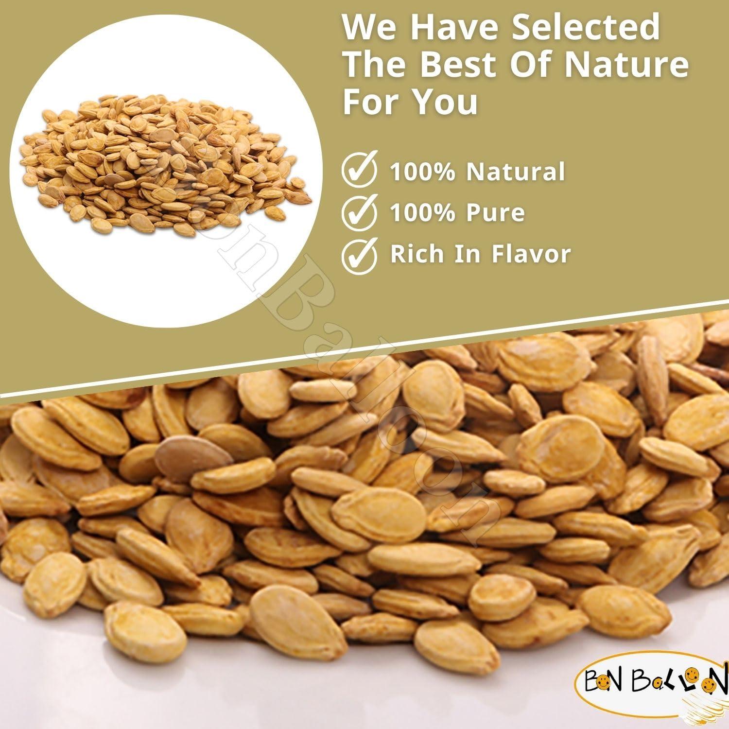 bonballoon bonballoon Melon Whole Seeds Super Premium Natural Roasted & Salted Egyptian Original Best Food Gourmet Fancy Snack Snacks No Gmo Vegan Kosher Halal (17.64 oz / 500 gm)