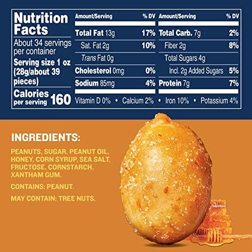 Planters PLANTERS Honey Roasted Peanuts, Sweet and Salty Snacks, Plant-Based Protein 34.5oz (1 Jar)