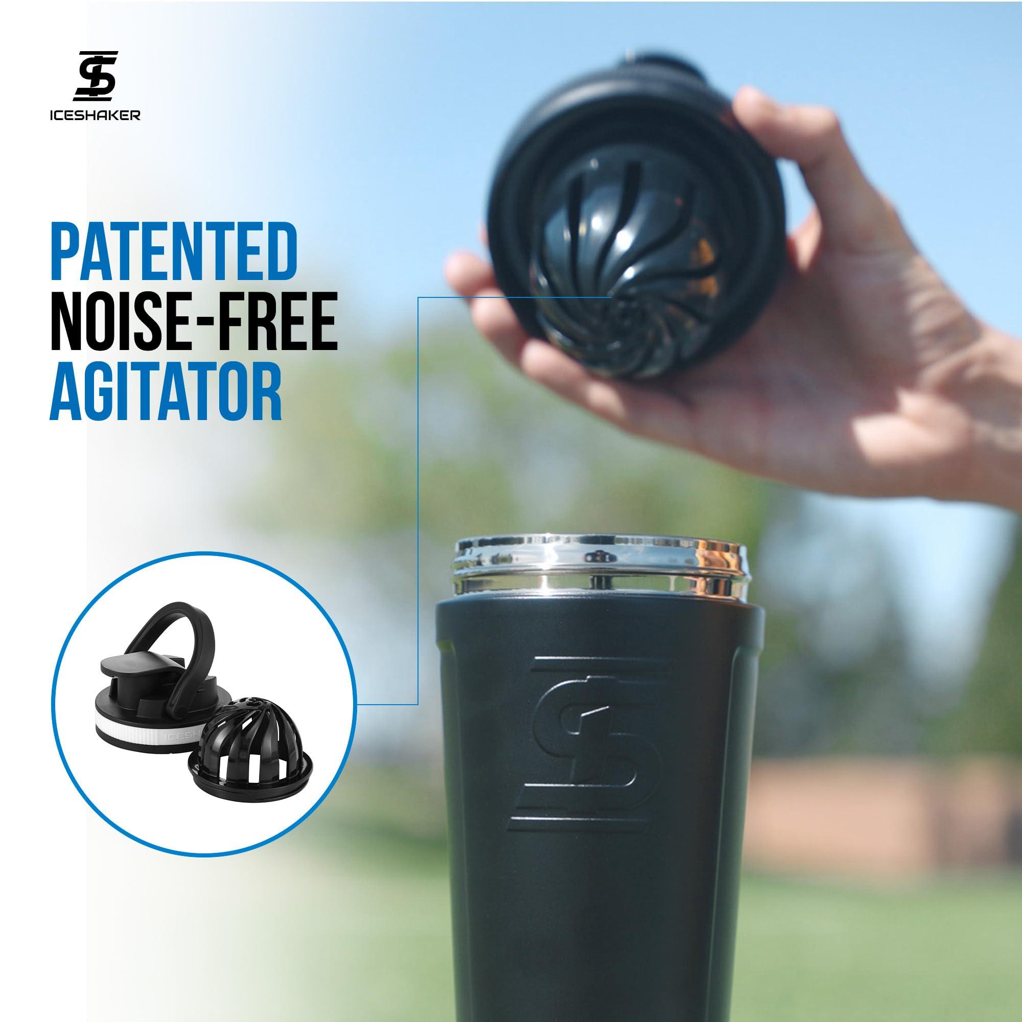 Ice Shaker Ice Shaker Insulated Stainless Steel Shaker Bottle | 26oz, White | Cold for 30+ Hours | Insulated Cup with Twist-on Agitator | Odor-Free Bottle for Protein Shakes, Water, Smoothies, Cocktails