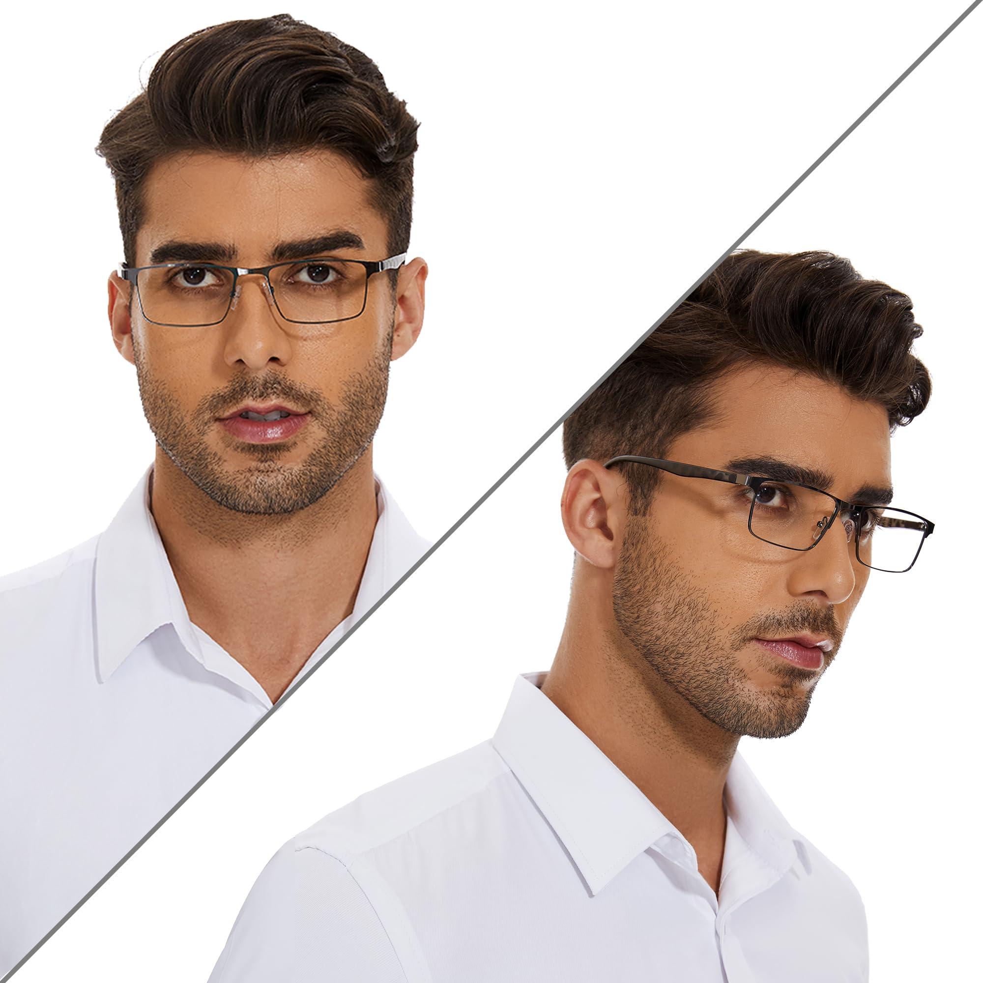 NaNaKo NaNaKo 3 Pack Reading Glasses for Men, Lightweight Blue Light Blocking Metal Frame Mens Readers (C1,+3.50)