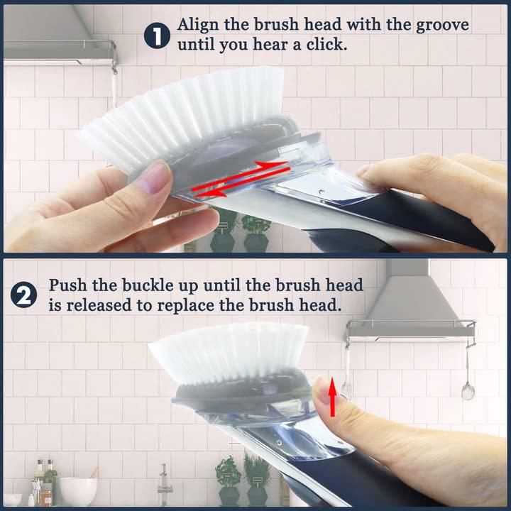 Shadowgallery Brush Refills for OXO Dish Brush - 4 Pack Dish Brush Cleaning Soap Dispensing Head Replacement for Scrubber(Grey)