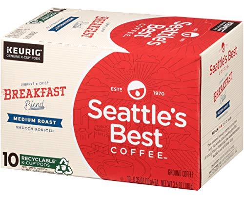 Seattle's Best Coffee Seattle’s Best Coffee K-Cup Pods, Breakfast Blend, Medium Roast Smooth-Roasted Ground Coffee, 10 CT K- Cups/Box (Pack of 1 Box)