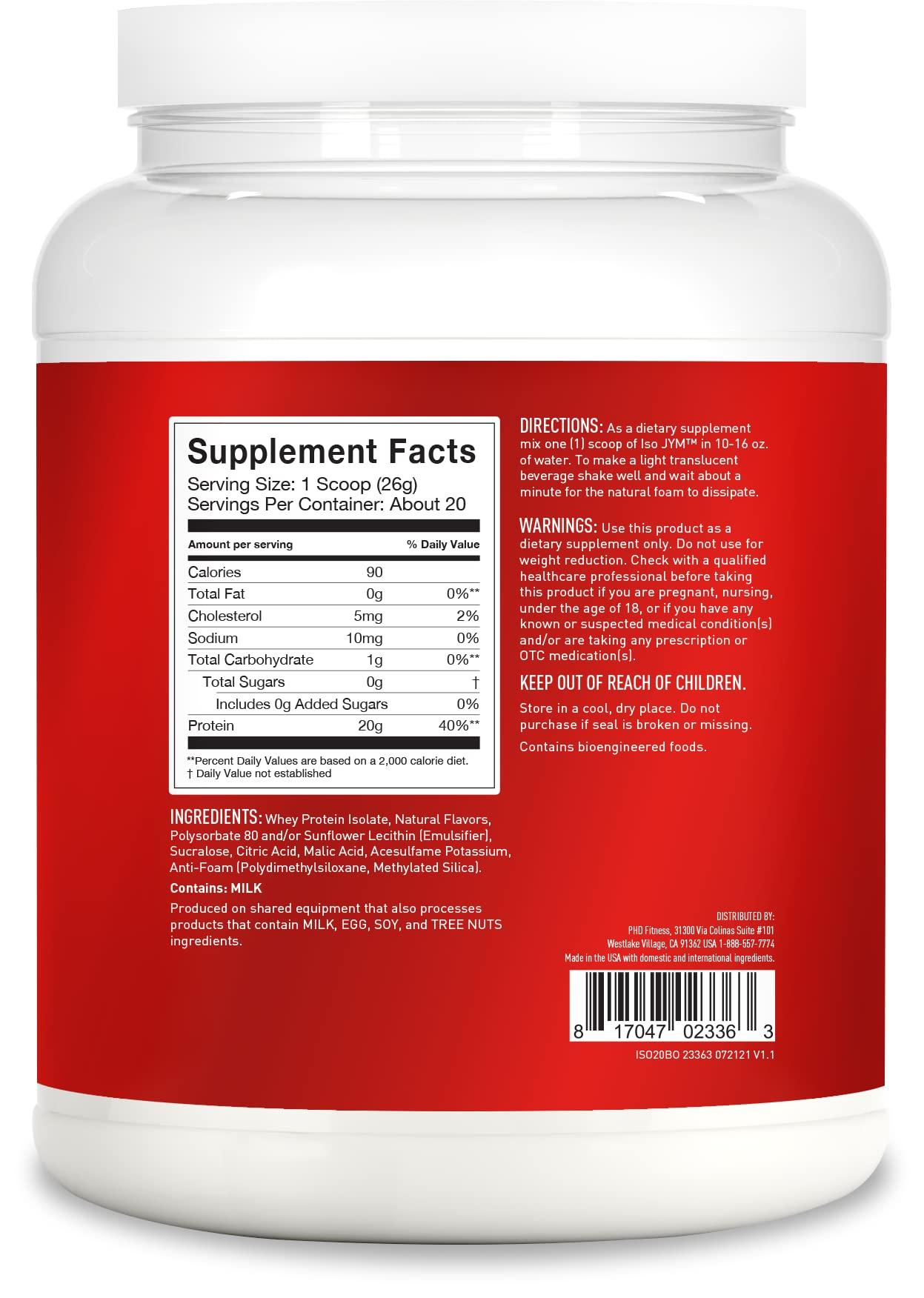 JYM Supplement Science Iso JYM Bombsicle, 90 Calories, 100% Whey Protein Isolate, Zero Fat, Zero Sugars, Mixes Clear, for Women & Men, JYM Supplement Science, 20 Servings