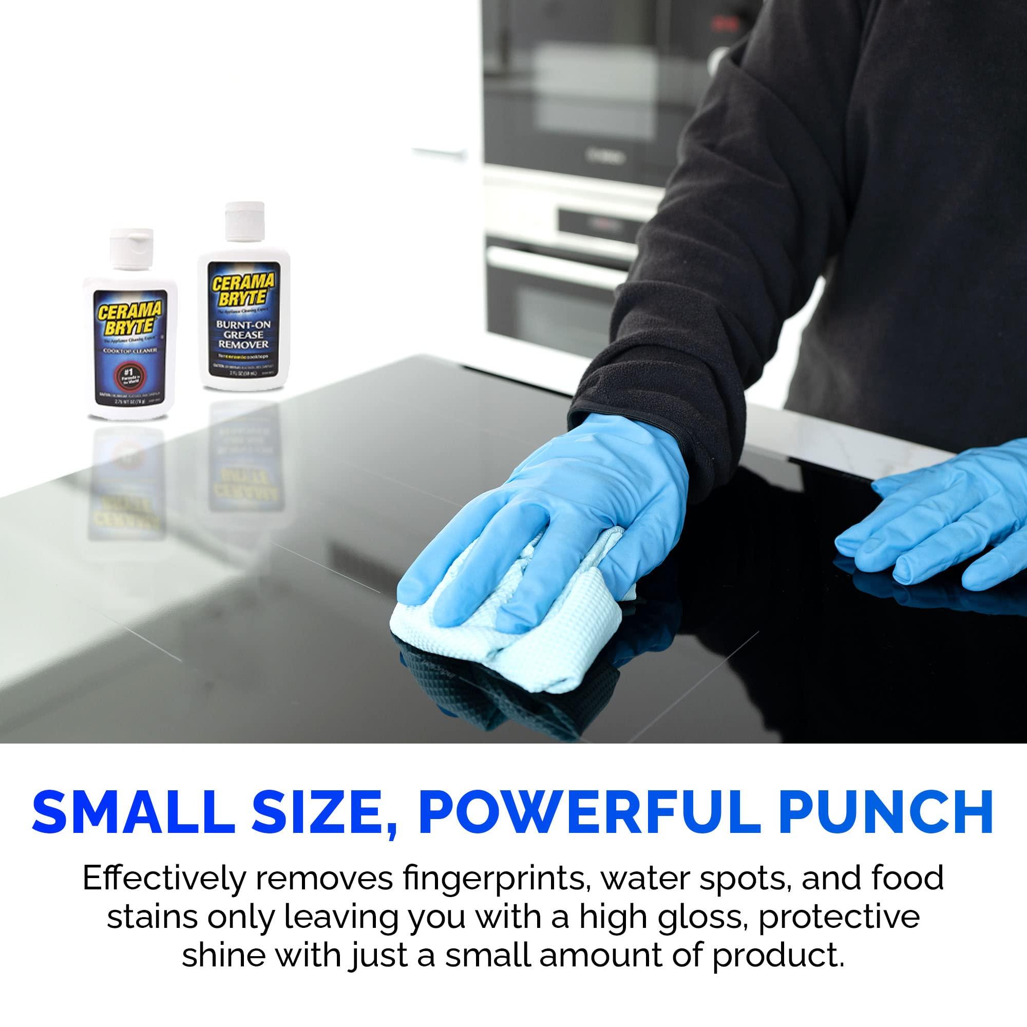 Fox Trot Cerama Bryte Complete Cooktop Cleaner Kit - Includes Cerama Bryte Glass Stove Top Cleaner - Burnt On Grease Remover For Ceramic Stovetop - Scraper, Scrubber & Foxtrot Microfiber - Removes Tough Stains