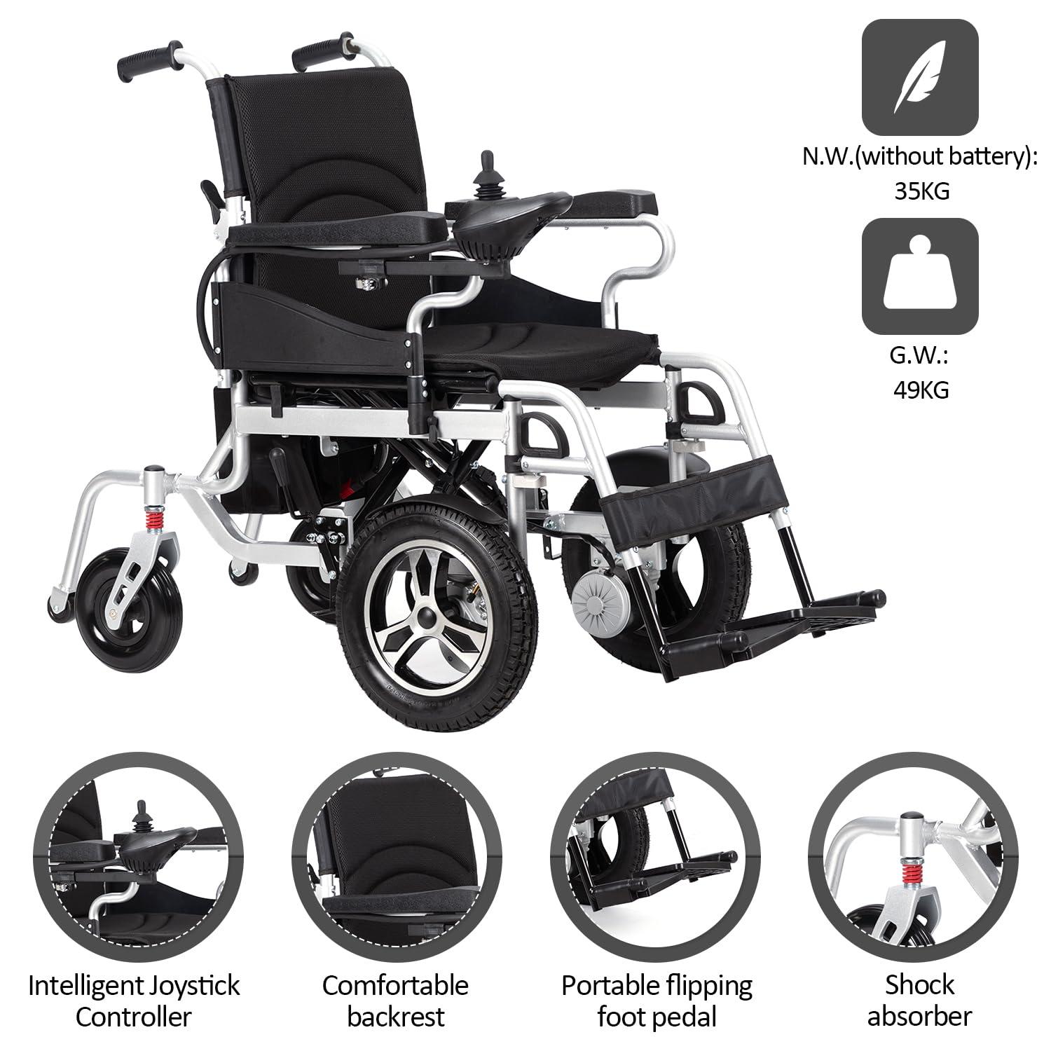 VORDERRY Electric Wheelchair for Adults,Airline Approved Electric Wheelchair,15Miles Long Travel Range, Foldable 500W All Terrain Power Wheelchair,Lightweight Intelligent Motorized Wheelchair for Seniors