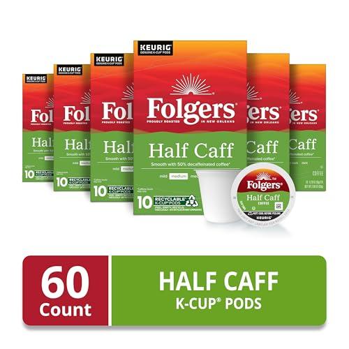 Folgers Folgers Half Caff Coffee, Medium Roast, Keurig K-Cup Pods, 10 Count (Pack of 6)