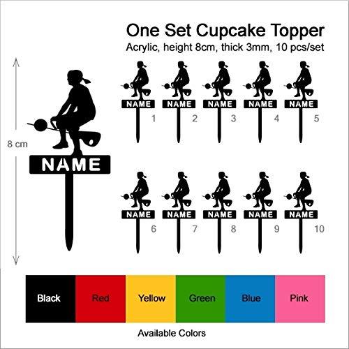 jjphonecase TA0182 Playground Plaything Silhouette Party Wedding Birthday Acrylic Cupcake Toppers Decor 10 pcs with Personalized Your Name
