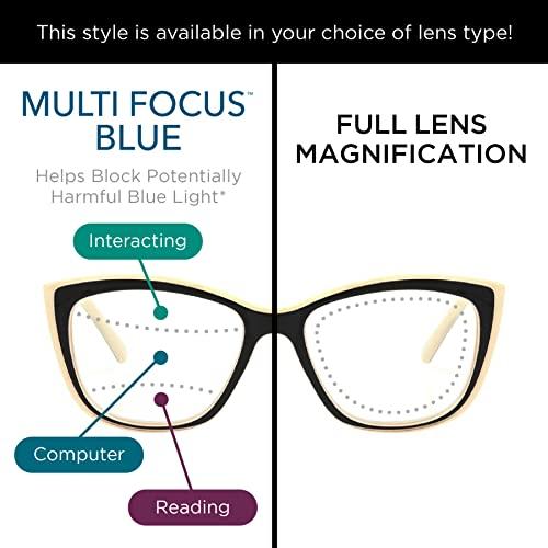 Sofia Vergara x Foster Grant Sofia Vergara x Foster Grant women\'s Gloria Blue Light Multi Focus Glasses Reading Glasses, Black, 51mm US