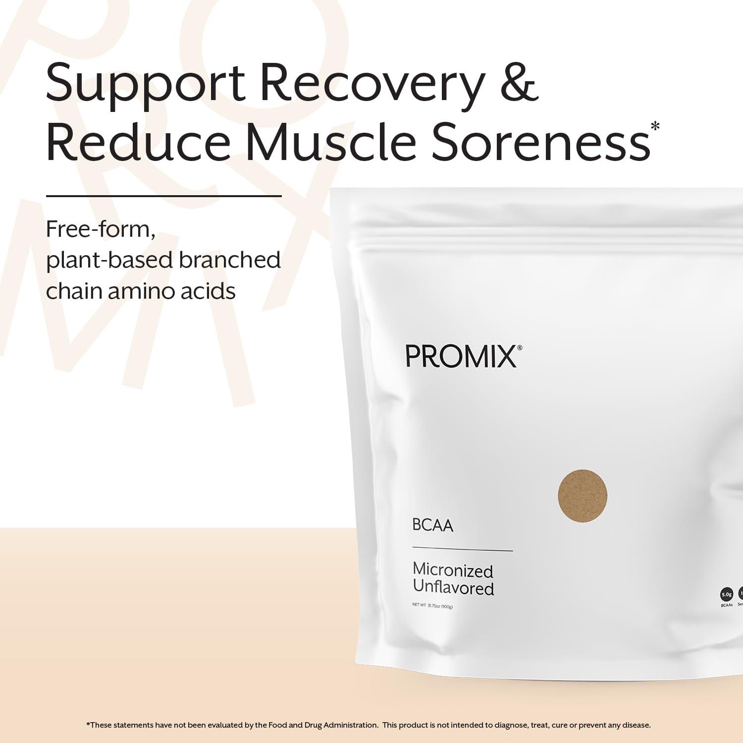 ProMix Nutrition Promix BCAA Powder - Unflavored - Plant-Based Branched Chain Amino Acids - Sugar Free, Gluten Free, No Artificial Flavors - 180 servings