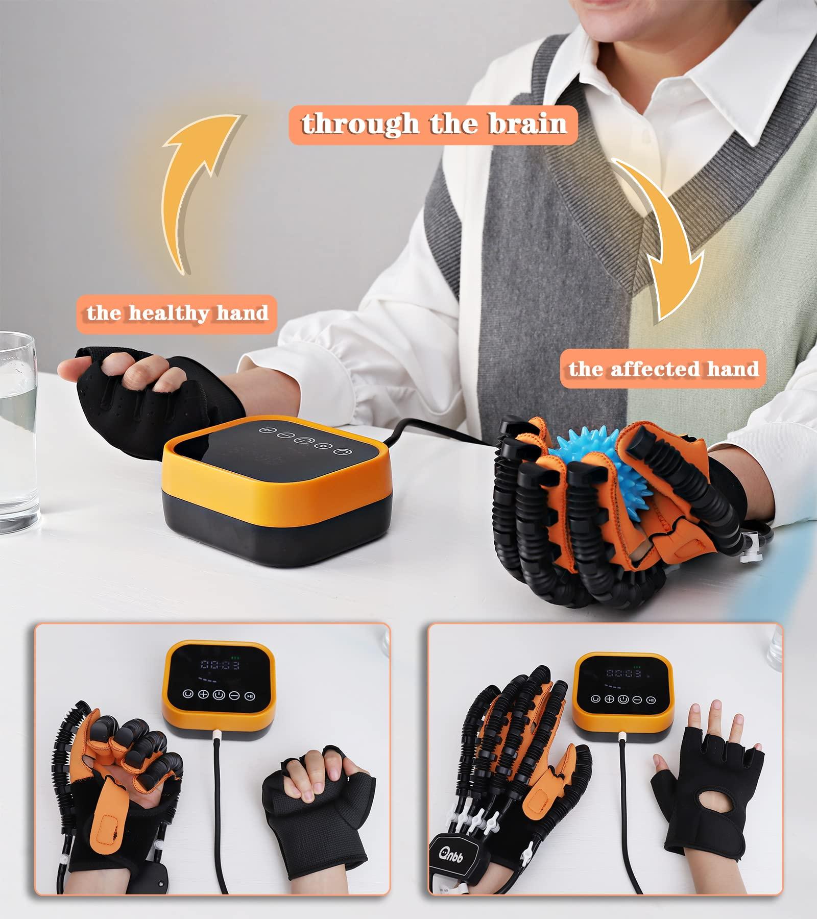 GXXZDN Rehabilitation Robot Gloves Upgrade Hemiplegia Hand Stroke Recovery Equipment with USB Chargeable and Strength Adjustment Stroke Recovery Equipment for Hand Orange (Left Hand L)
