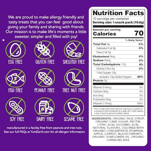 YumEarth YumEarth Organic Fruit Snacks Box, 0.7 Ounce (Pack of 10)