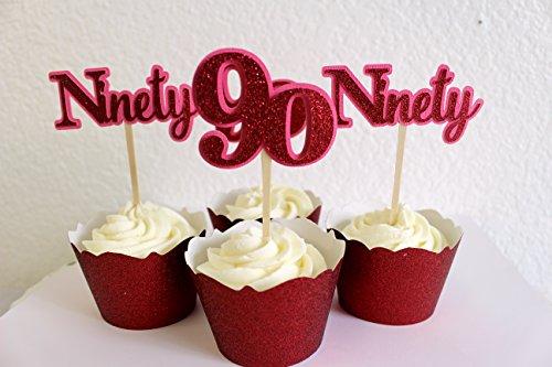 All About Details All About Details Ninety Cupcake Toppers, Set of 12 (Red)