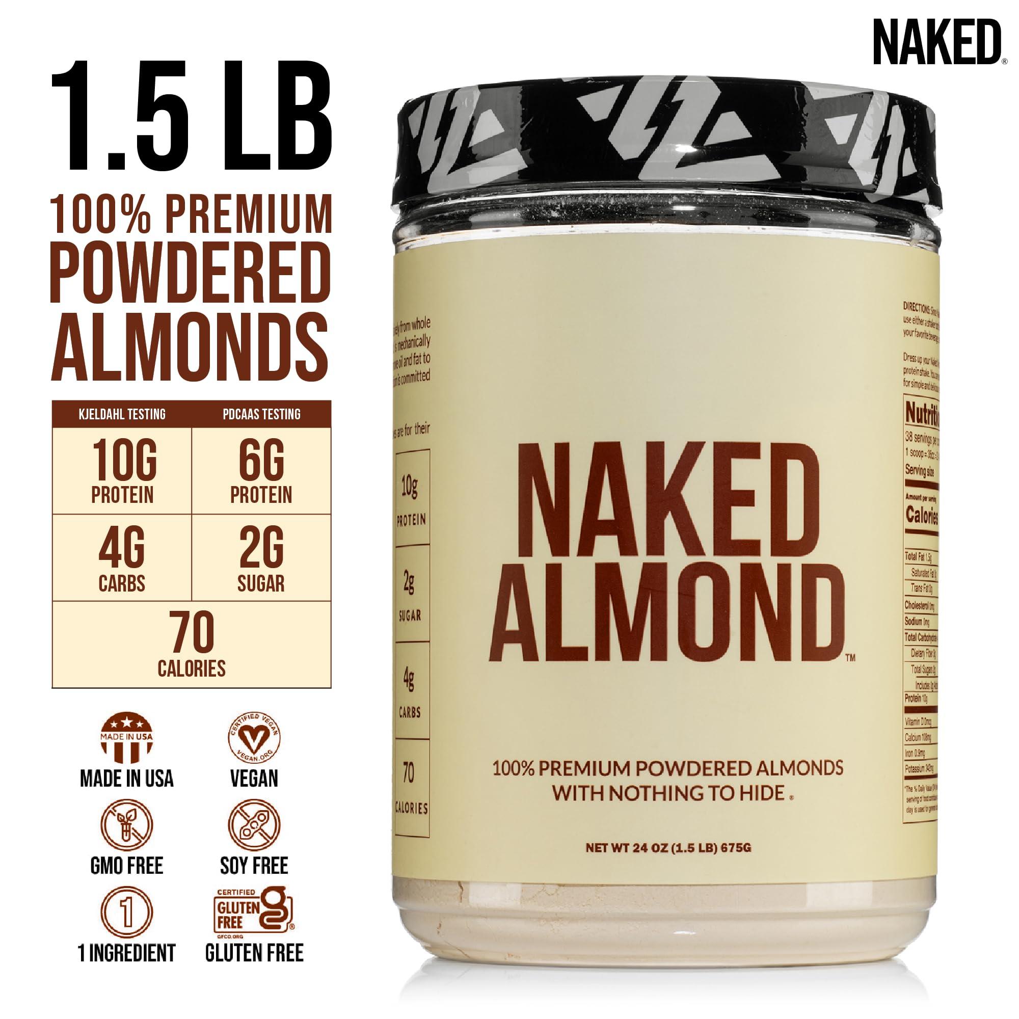 NAKED NAKED Almond Protein Powder from US Farms, Only 1 Ingredient, Vegan, Gluten-Free, No Additives, No Salt, No Sugar - 38 Servings - 1.5LB