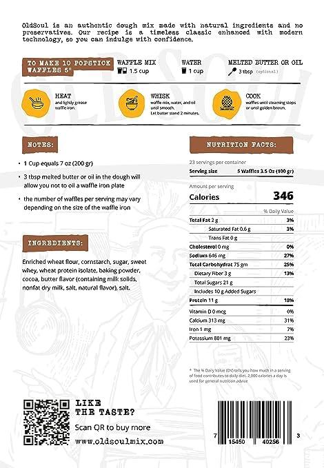 MIXES OLDSOUL OldSoul Professional Popstick Waffle Mix | Stick Waffles Dough Mix | Chocolate Flavor | 30 Lbs | 672 Waffles (30 Lbs, Traditional)