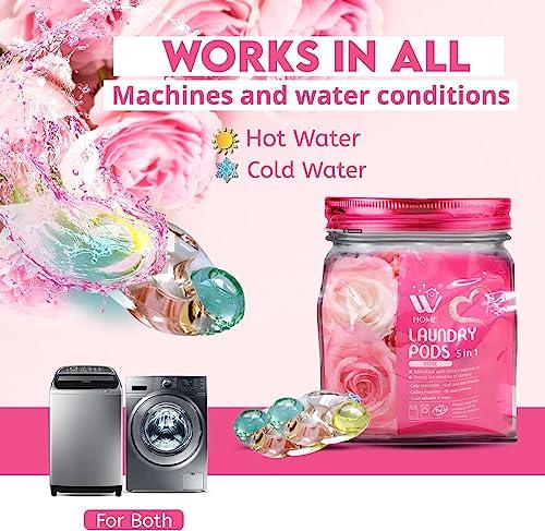 Natural Solution Natural Solution 5 in 1 Laundry Detergent Pods, Ultra Concentrate and Powerful Stain Lifter Technology Fabric Softener, Laundry Pods Rose Scent - 32 Count