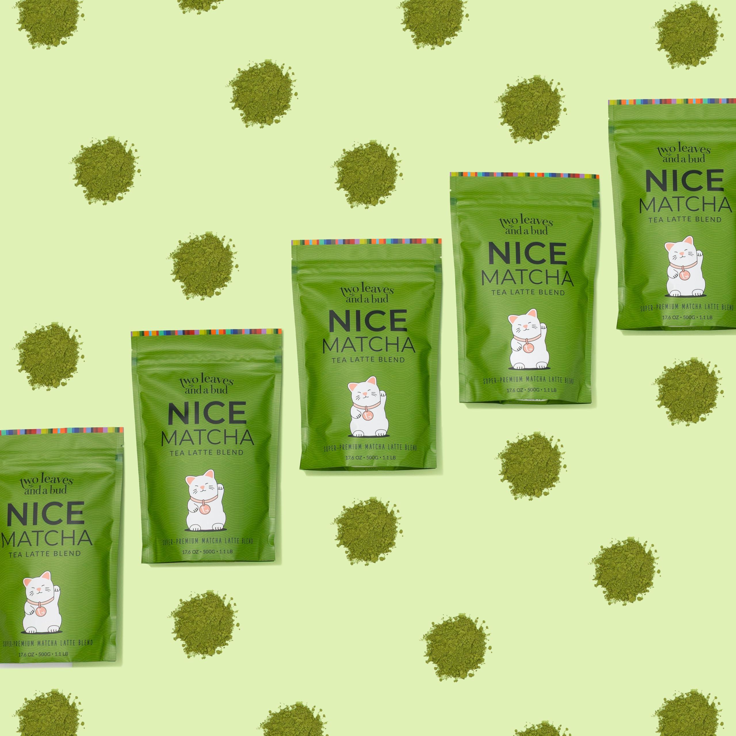 Two Leaves and a Bud Two Leaves and a Bud Nice Matcha Sweetened Latte Blend, Japanese Matcha Latte Powder, Matcha Green Tea Powder, 1 Resealable Bag, 1.1lb (500g)