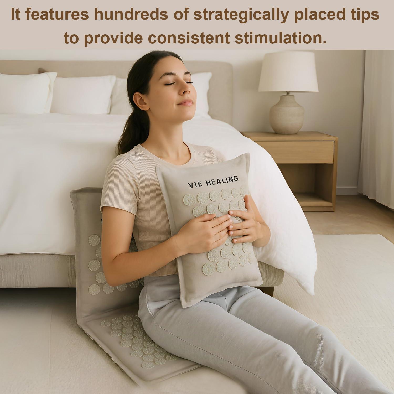 Vie Healing Vie Healing Acupressure Mat for Muscle Relaxation - Acupressure Mat for Back and Neck Pain Relief - Acupressure Mat Full Body - Stress Reduction Acupressure Mats - Extra-Long Yoga Acupressure Mat Set