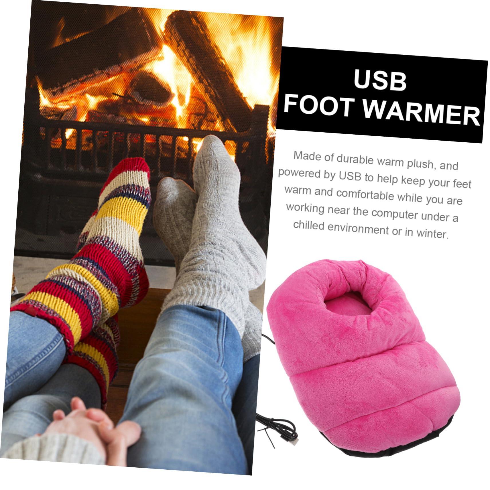 HEALLILY Heating Foot Warmer Heated Foot Warmers Foot Warm Cushion Anti Skid Plush Shoes Foot Warmer mat Electric Foot Massagers Heater Shoes Boots Electro-Thermal Office Super Soft Fleece