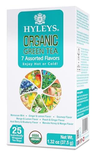HYLEYS Tea Hyleys Organic Green Tea 7 Assorted Flavors - 25 Tea Bags (6 Pack - 150 Tea Bags Total)