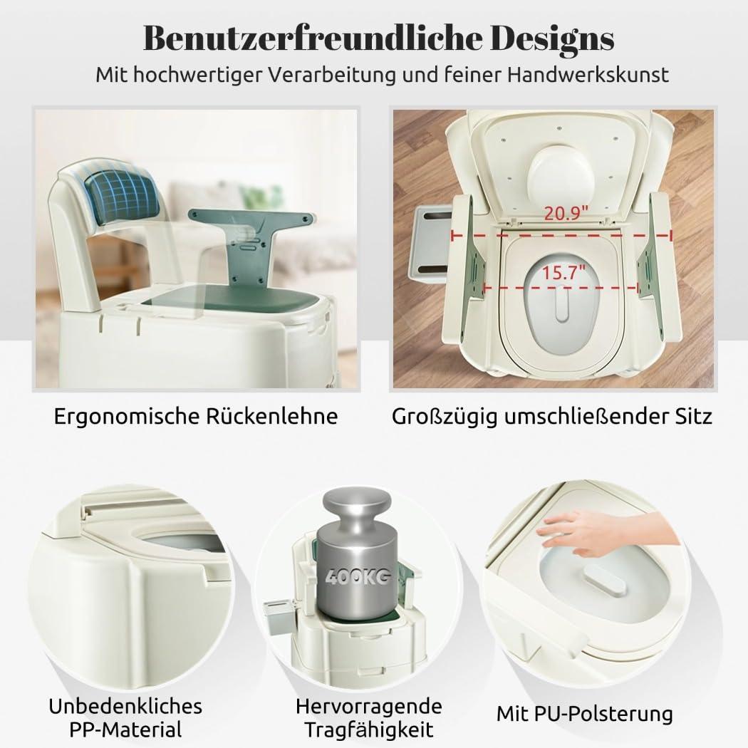 Hybodies Hybodies Bedside Commode, Portable Toilet for Adults, Commode Chair for Toilet with Arms, Height Adjustable, 2 Toilets and Induction Night Light, Potty Chair for Elderly and Disabled