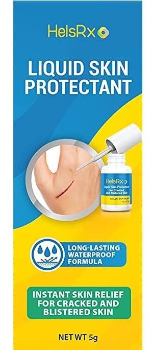 HelsRx HelsRx Liquid Bandage Glue - Invisible Skin Repair Gel for Severe Dry Cracked Heels, Feet, Fingers, Scrapes and Blisters – Waterproof Protection - Includes Applicator Brush and Skin Buffer