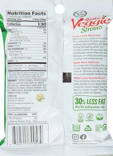 Sensible Portions Sensible Portions Garden Veggie Snacks - Veggie Straws, Snack Size Variety Pack, Sea Salt, Ranch, Cheddar, Apple Cinnamon, 1 Oz (Pack of 24)