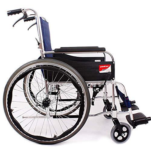 YUSIWOAL Light Transport Folding Lightweight Transport Mobile Wheelchair Portable Aluminum Alloy Elderly Elderly Disabled Lightweight Transport Mobile Wheelchairs with Handbrake