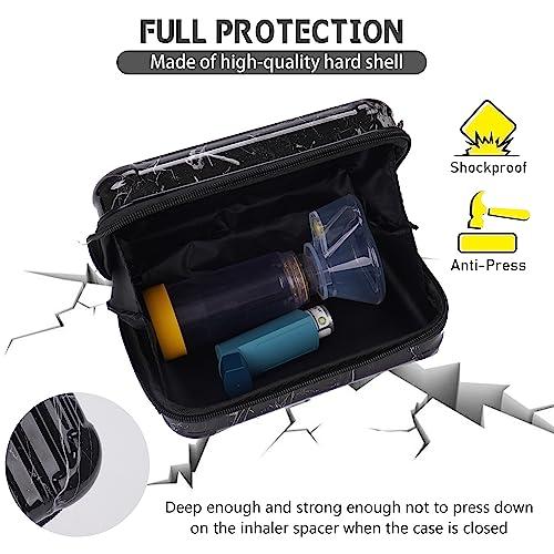 MGZNMTY MGZNMTY Travel Carrying Case for Asthma Inhaler, Inhaler Spacer for Kids and Adults, Masks, Inhaler Holder Bag with Shoulder Crossbody Rope and Mesh Pocket for Medicine (Only Case) (Black Marble)