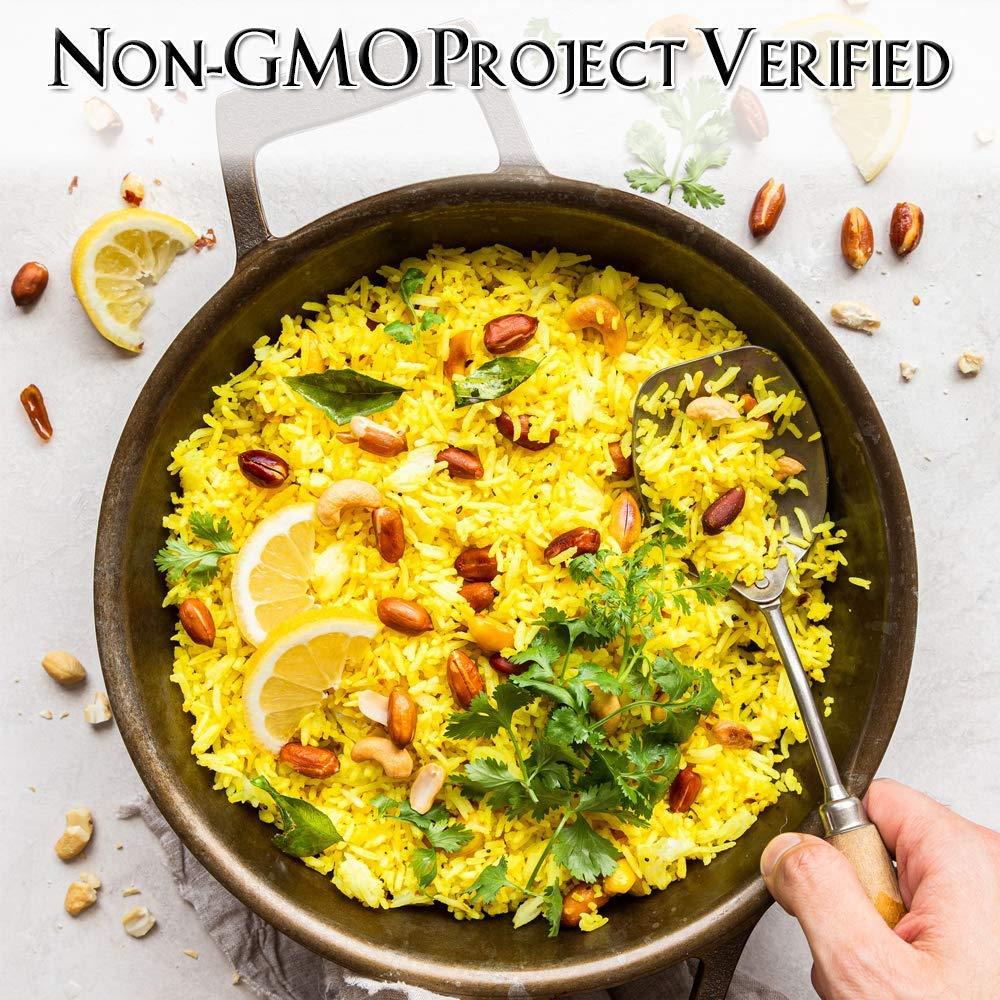 Golden Golden Crown Premium Saffron Yellow Rice, Healthy and Nutritious Non-GMO Verified, Naturally Aged Low in Fat 100% Authentic Halal Long Grains - 32 oz (2LB)