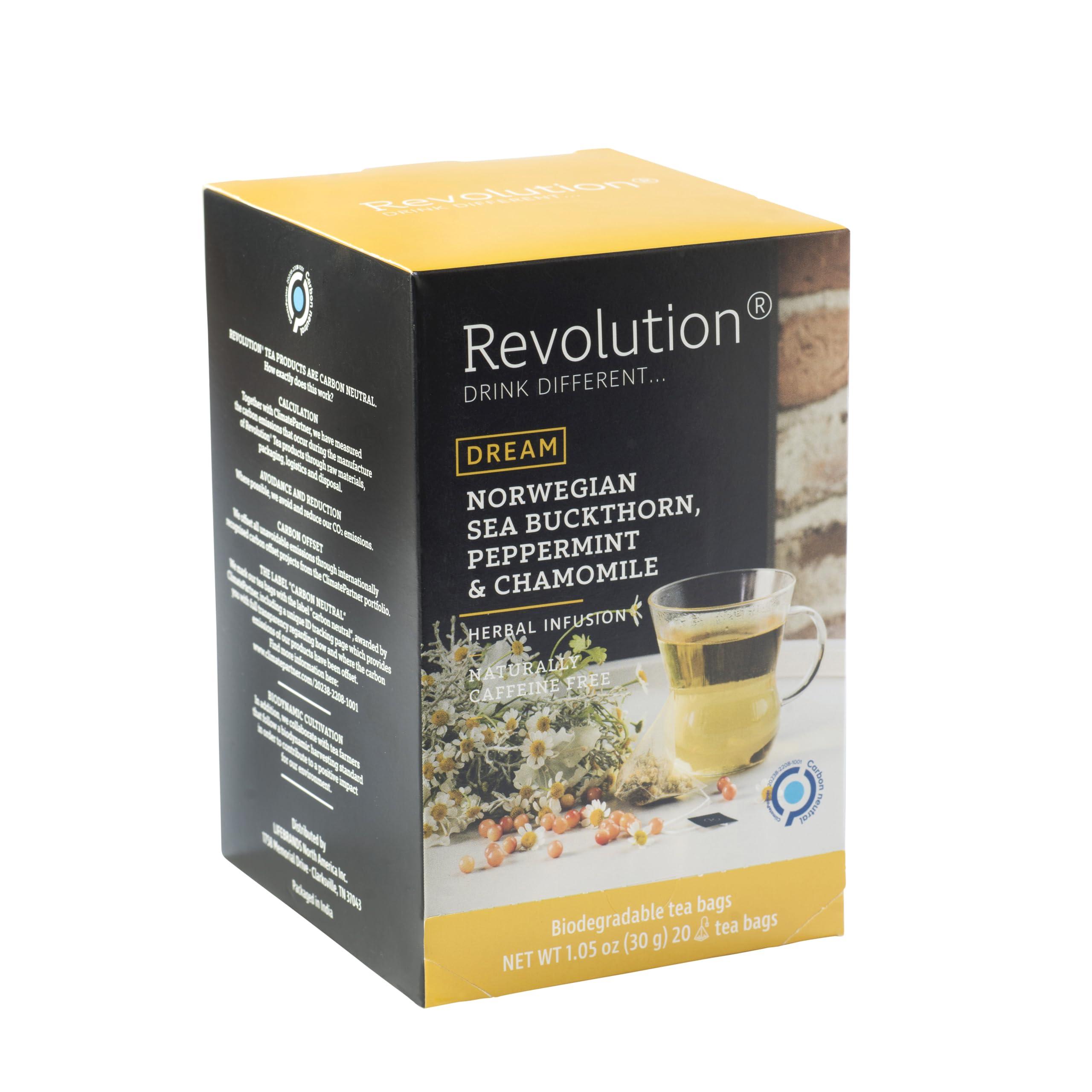 Revolution REVOLUTION TEA Norwegian Chamomile Tea Bags [THE ORIGINAL] Norwegian Sea Buckthorn, Peppermint & Chamomile - Herbal Tea Blend - Premium Full Leaf Tea - Biodegradable - Caffeine Free 20 Bags
