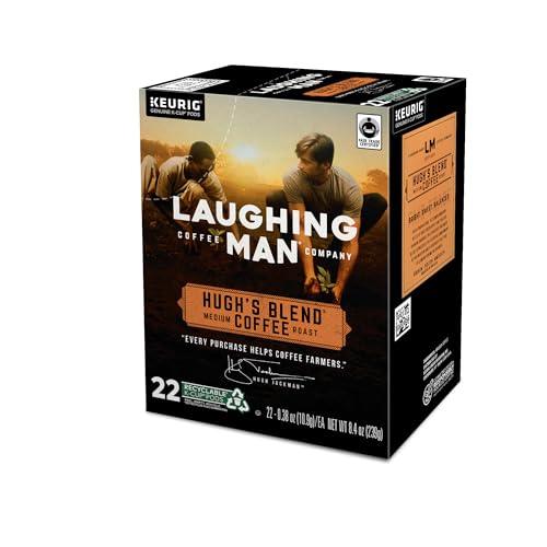 LAUGHING MAN Laughing Man Hughs Blend Keurig Recyclable K-Cup Coffee Pods, Single-Serve Fair Trade Medium Roast Arabica Coffee for use with Keurig Coffee Makers, 88 Count (4 Packs of 22)