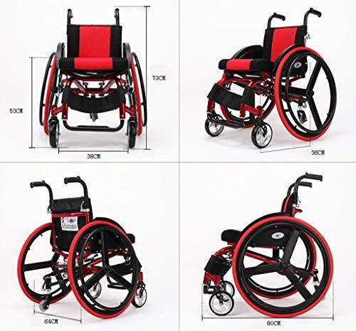Mustbe Strong Mustbe Strong Lightweight Aluminum Alloy Wheelchair with Handbrakes and Quick Release Rear Wheels Shock Absorber Folding Trolley Disabled Elderly Driving