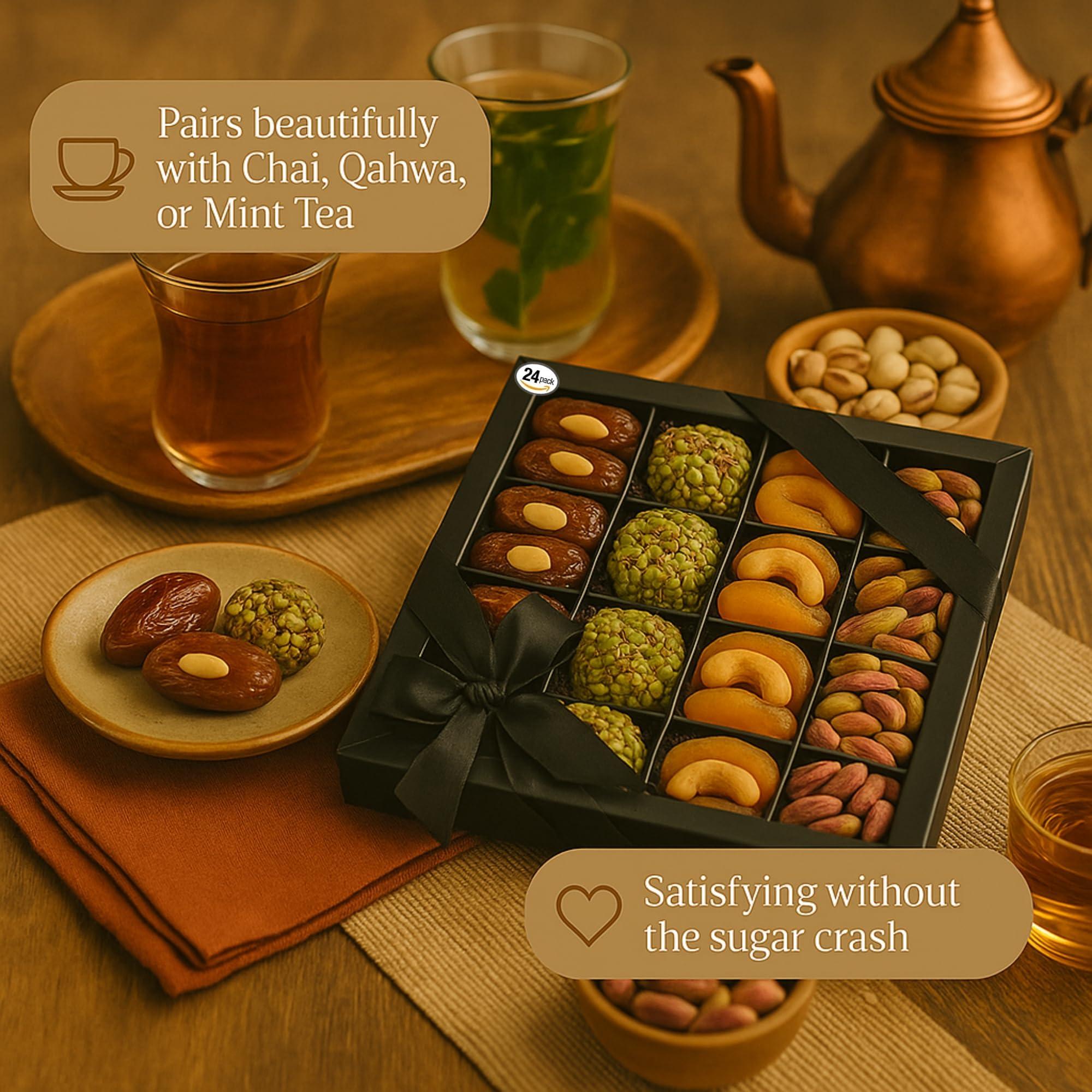 ANDY ANAND CHOCOLATIER Andy Anand 24-Piece Gift Box: All-Natural Truffles and Stuffed Dates Deliciously Healthy, No Sugar Added, Embracing Nature\'s Goodness 10.5 Oz Eid al Fitr, Ramadan. Fresh flown from Turkey.