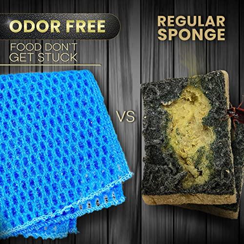 The Crown Choice Non Scratch Dish Scrubbers for Cleaning Dishes (3PK) - Reusable Kitchen Sponge - Replace Dish Sponges for Washing Dishes - Best Household Scrubbing Pad & Alternative Dishwashing Scrub Pads Supplies