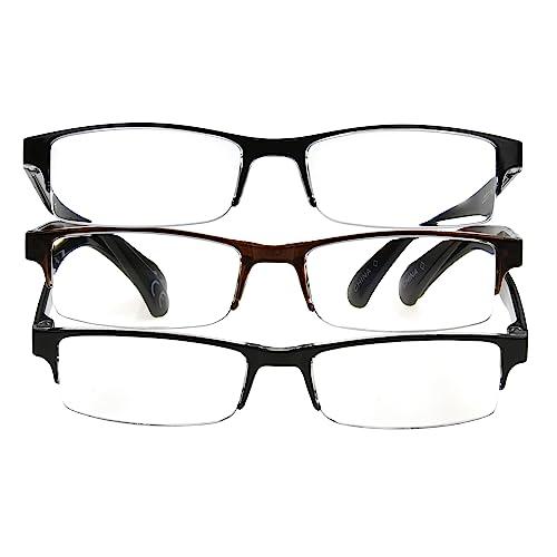 Foster Grant Foster Grant Men\'s Pete Rectangular Reading Glasses, Black and Brown, 3 Pack, 2.5x