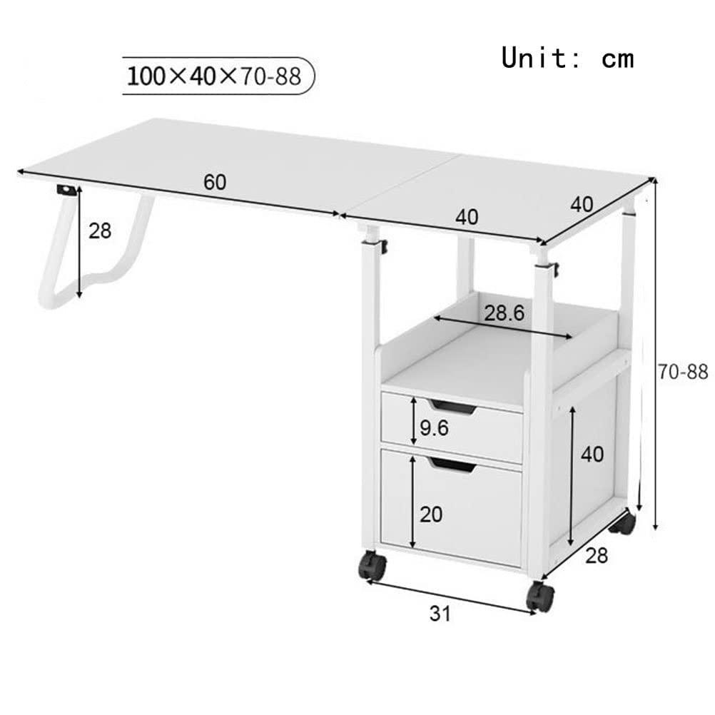 YXJPP Overbed Table Rolling Laptop Table Adjustable Height Overbed Bedside Desk Mobile Stand Tilting with Wheels Tray Foldable for Bed Sofa Side