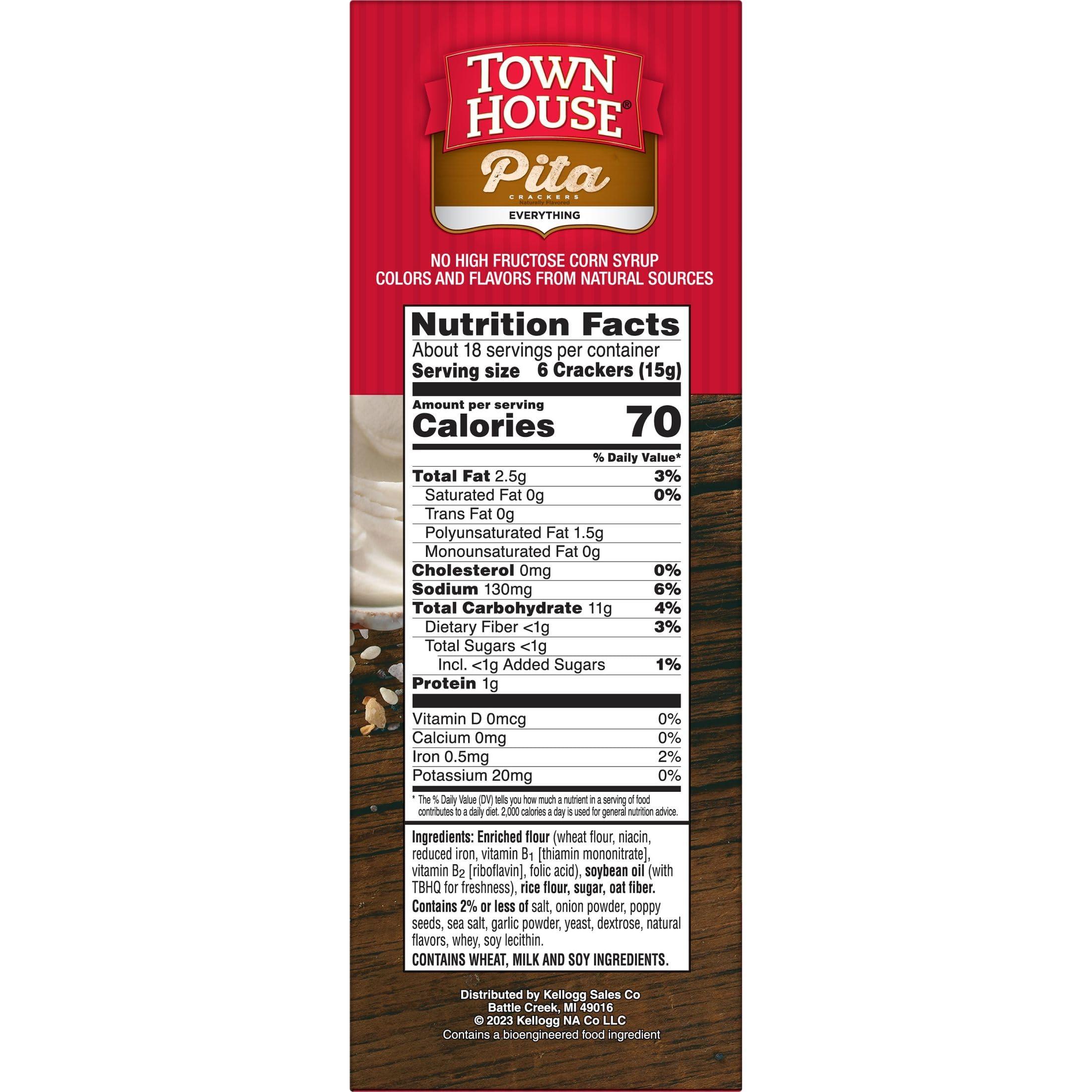Town House Town House Pita Oven Baked Crackers, Party Snacks, Everything Flavor, 9.5oz Box (1 Box)