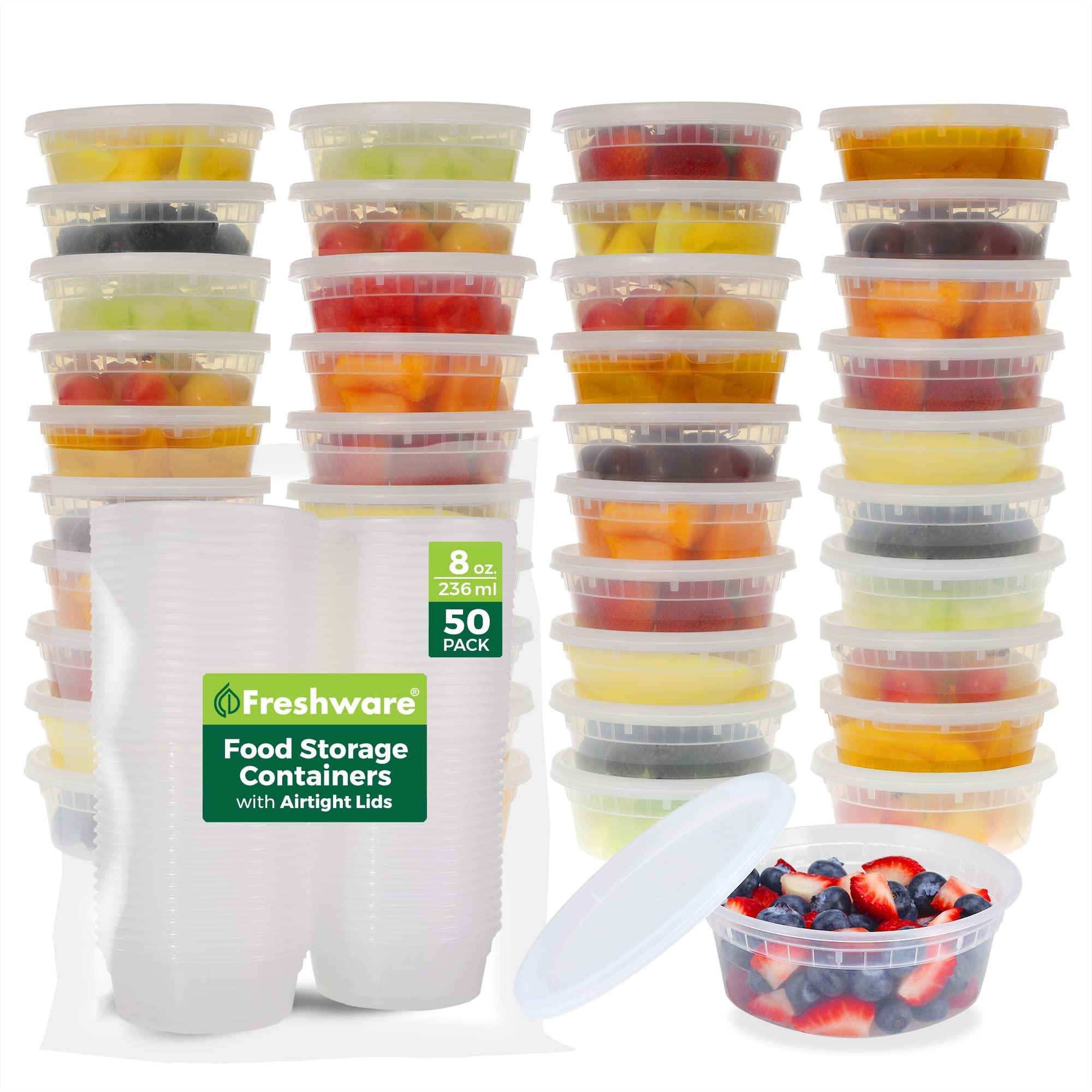 Freshware Freshware 50-Set Food Storage Containers Bundle with 12 oz & 8 oz BPA-Free Deli Containers and Lids | Leakproof | Microwave & Dishwasher Safe